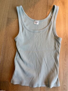 Aritzia Sunday Best Sage Ribbed Tank Top - Women's Scoop Neck